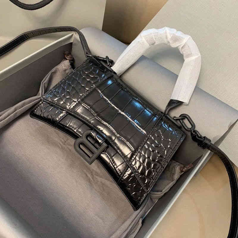 

Handbag Designer 2022 Balenciga Hourglass Bag Crocodile Mini Net Red Same b Family High Version Leather Women's Single Shoulder Messenger CR1C, Sky blue