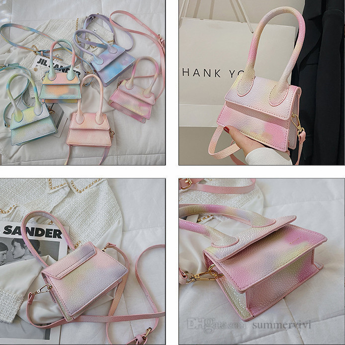 

Luxury girls gradient handbags 2022 kids metal letter one shoulder princess bags children messenger bag A8579, Purple