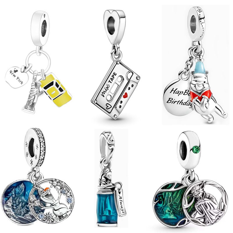 

Fits Pandora Bracelets 20pcs New York Car Vintage CD Dangle Hap Bear Birth Pendant Silver Charms Bead Pendant Wholesale Diy European Sterling Necklace Jewelry Women