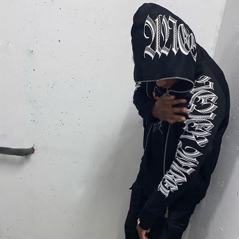 

Punk Gothic Letter Print Hoddie Y2k For Men Full Zip Hoodie Women Sudaderas Hombre Unisex Hooded Jackets 220714, 634-black