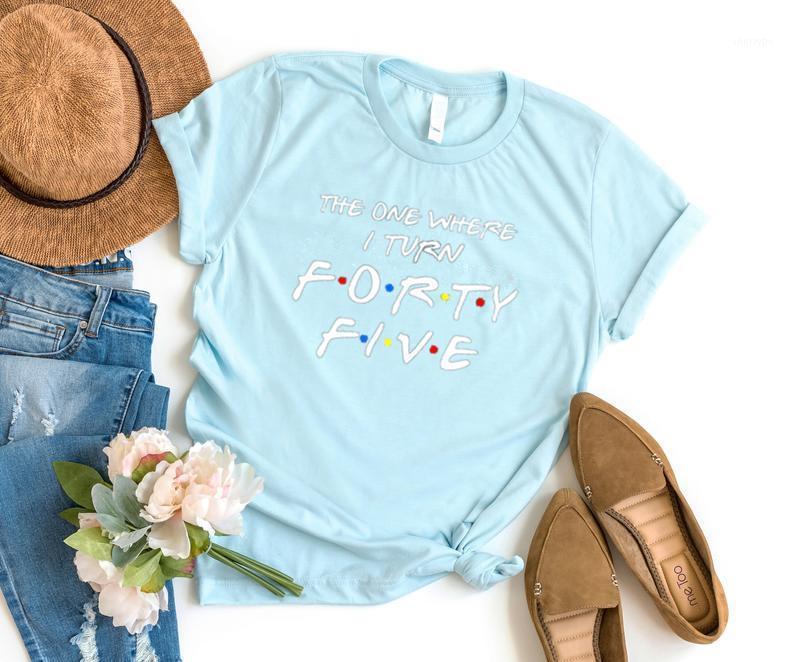 

Women's T-Shirt 45th Birthday Gifts For Women Men Shirt Cotton O Neck Fashion Print Casual Short Sleeve Female Tops Harajuku, Black