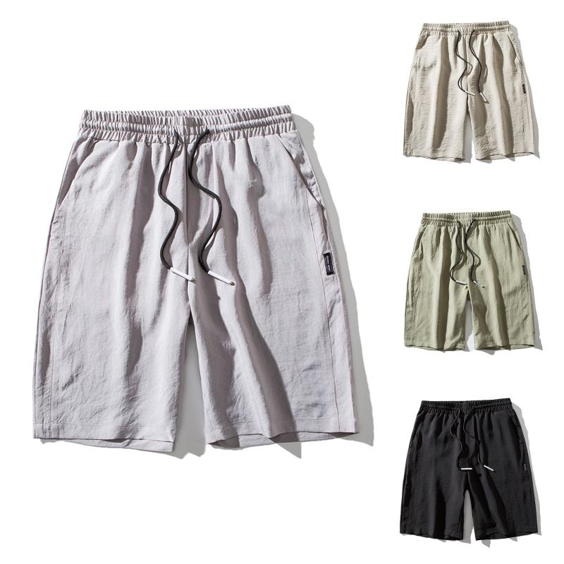

Men's Shorts Men Summer Solid Color Pants Breathable Cool Lightweight Drawstring Loose Casual Sports Running Straight ShortsMen's, Black