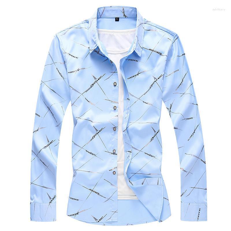 

Men's Dress Shirts Men Brand Fashions Casual Slim Long Sleeve Printing Shirt Social Clothes Striped Mens High Quality Business TospMen's Syb, 1232 white