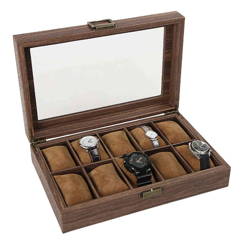 

Luxury Watch Box Mens Womens Jewelry Rings Organizer Holder Glass Window H220512