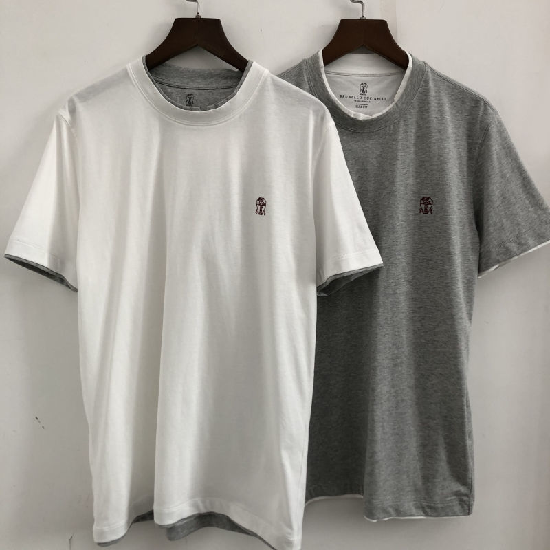 

Mens T Shirts Brunello Cucinelli Round Neck Cotton Short Sleeve Shirts, White