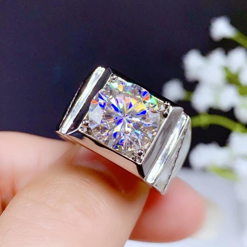 

Cluster Rings Moissanite Men's Ring 925 Silver Beautiful Fire Diamond Substitute Gra Certificate Passed InstrumentationCluster