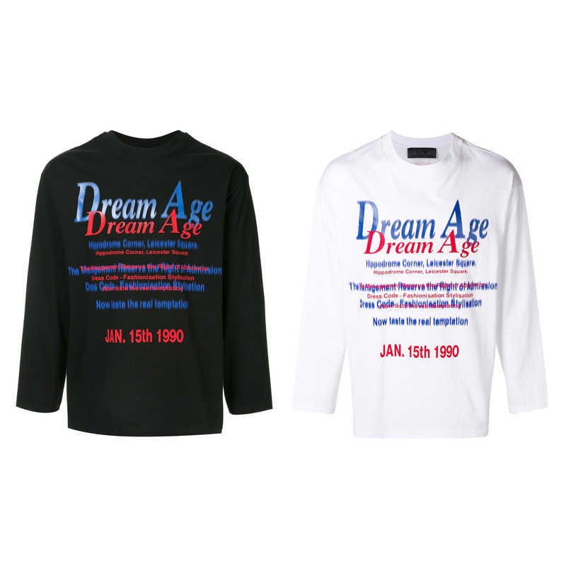 

21ss Martine rose loose bottomed side open long sleeve ins letter gradient Unisex T-shirt, White