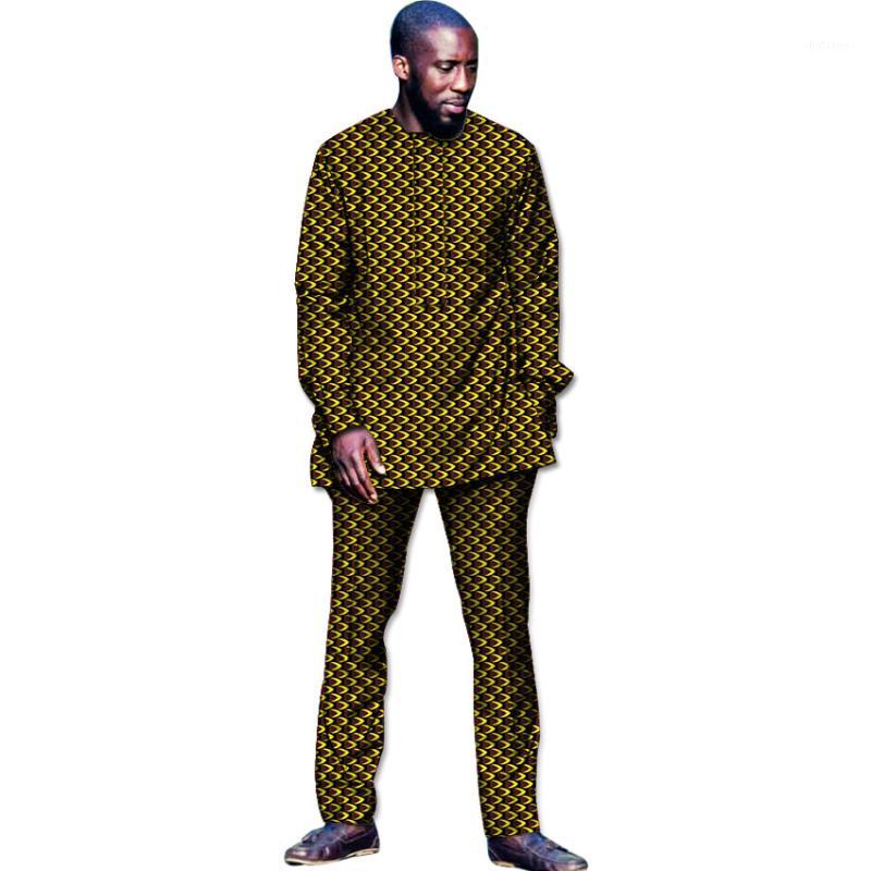 

Fashion Man's African Dress Men T-shirt And Pant Sets Tops Trousers Set Printed Clothing Festive Costume Clothes