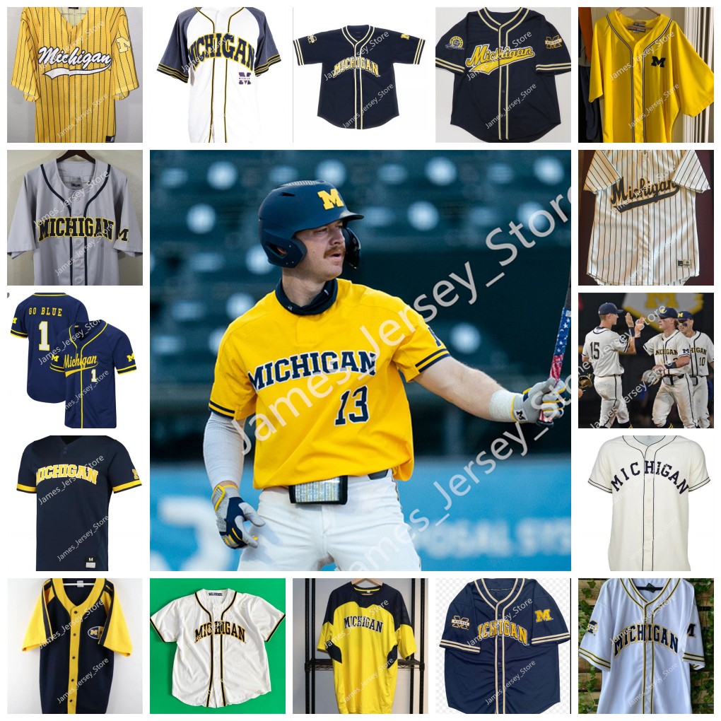 

NCAA Custom Stitched Michigan Wolverines Baseball Jersey JAYLEN JONES 28 KEATON CARATTINI JACK WHITE TYLER FULLMAN AHMAD HARAJLI WALKER CLEVELAND TREVOR KILINSKI