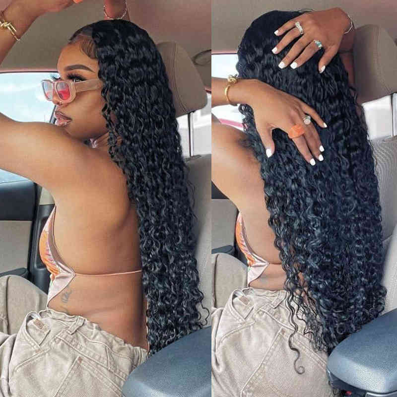 

Nxy Hair Wigs Curly Human for Women Water Wave Lace Front 4x4 5x5 Closure 13x4 360 Hd Deep Frontal 220609, 5x5 lace wig