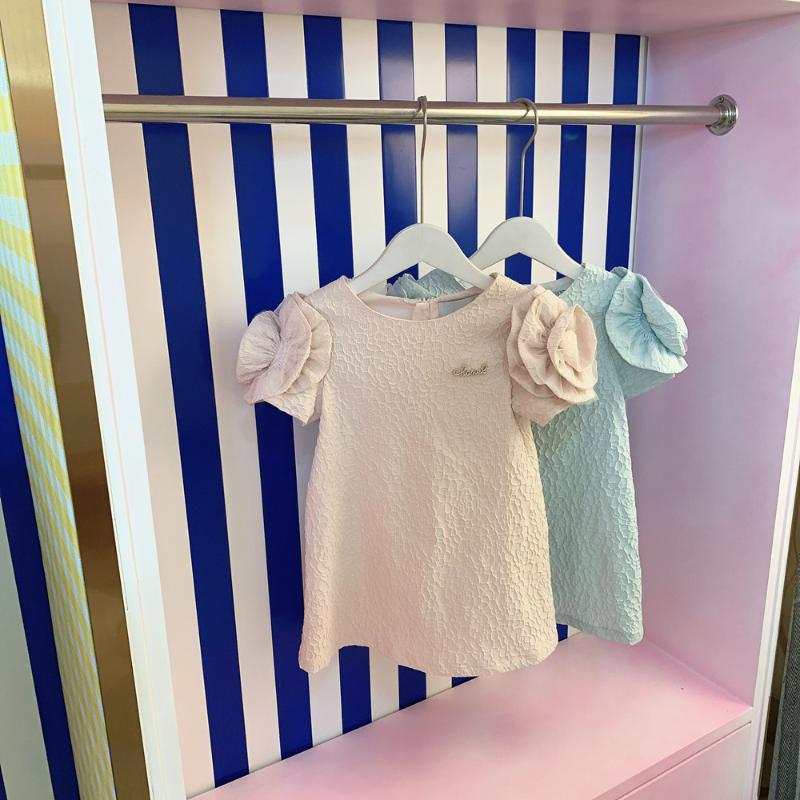 

Girl's Dresses Summer Dress Girls Designer Clothes Kids Cute Petal Sleeve Princess Party Baby Ball Gown Children ClothingGirl's, Blue