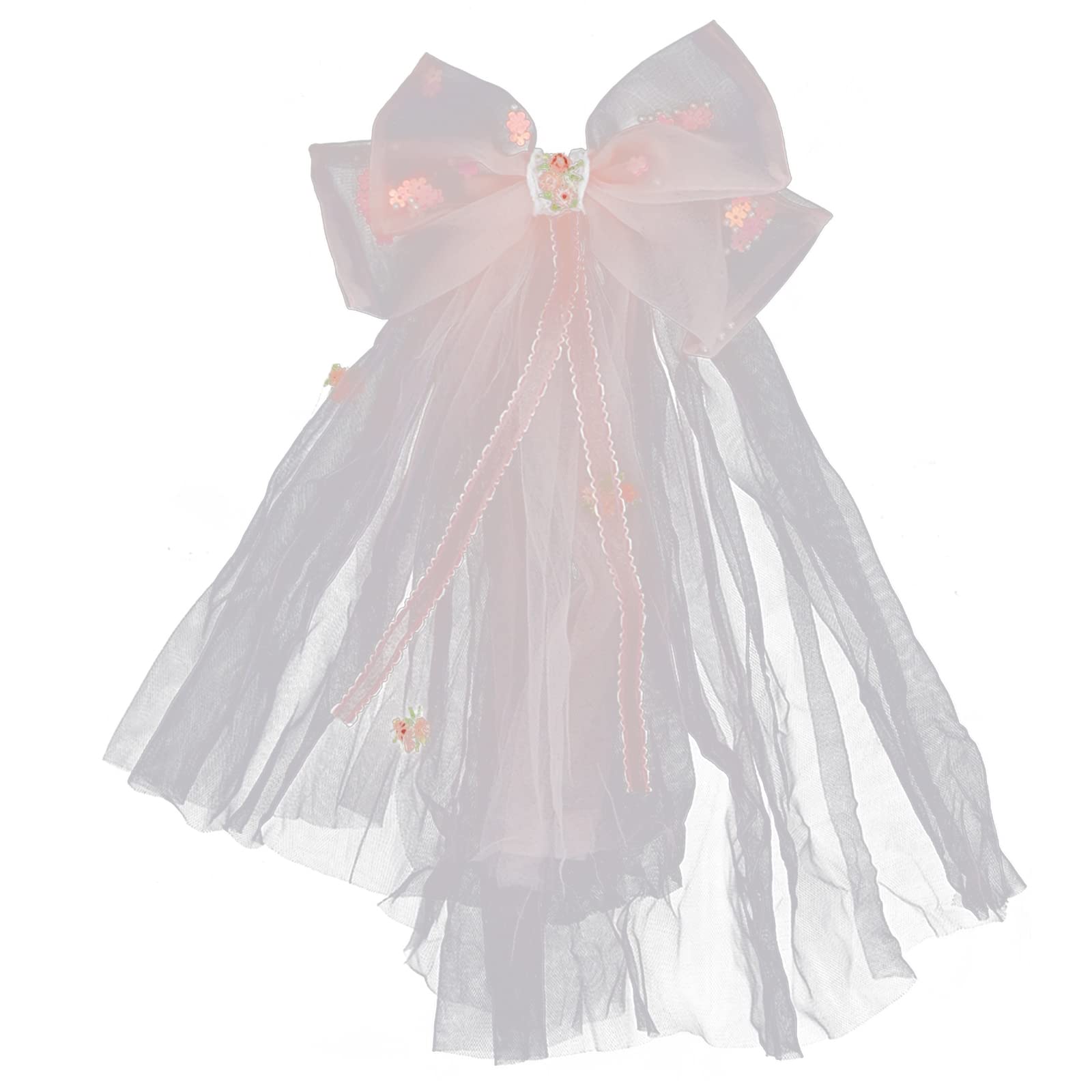 

Hair Accessories Pink Bow Clips Large Bridal Veil White Lace Barrette Bachelorette Party Decorations amKzT
