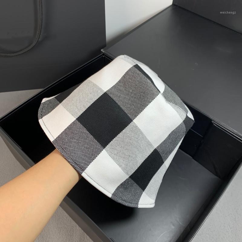 

Bucket Hat Woman Summer Plaid Checked Designer Wide Brim Hats, Grey