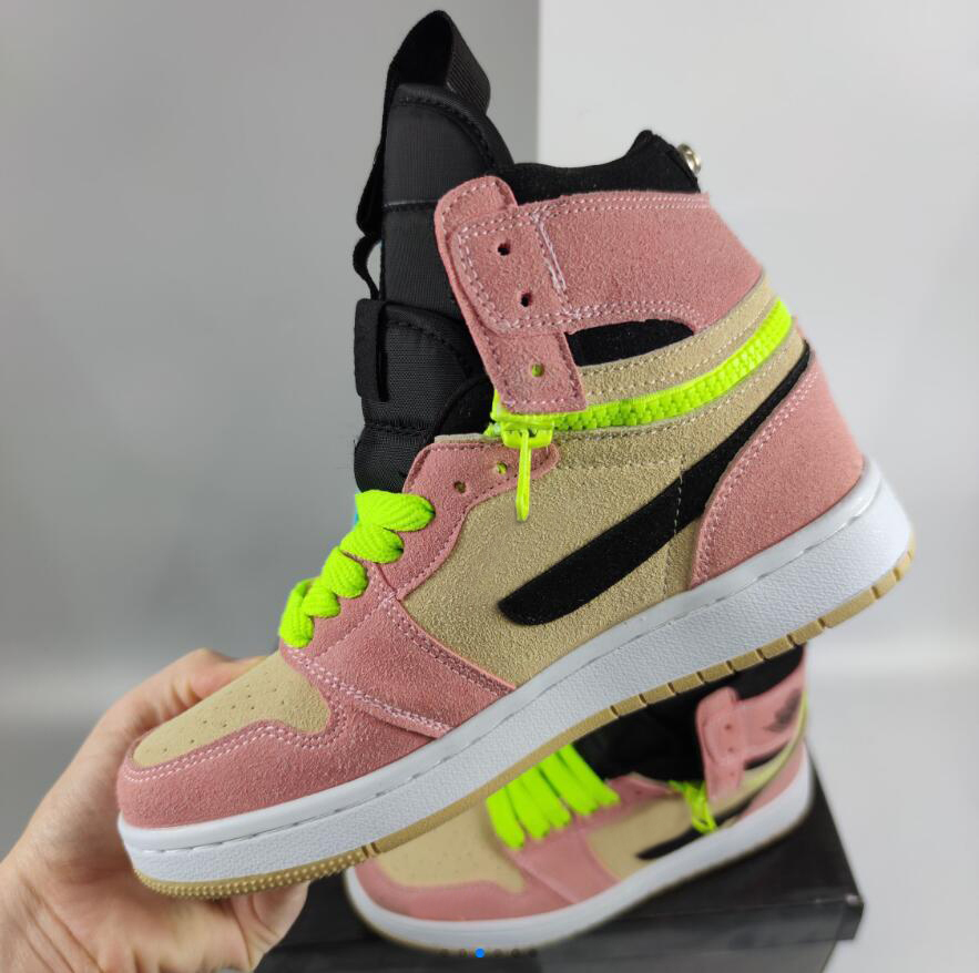 

Jumpman 1 Peach Neon Skates Shoe for Zip Skate Boot Mens Ankle Sneakers Women Sneaker Womens Sports Shoes Skateboard CW6576-800 Dress Shoe, Customize