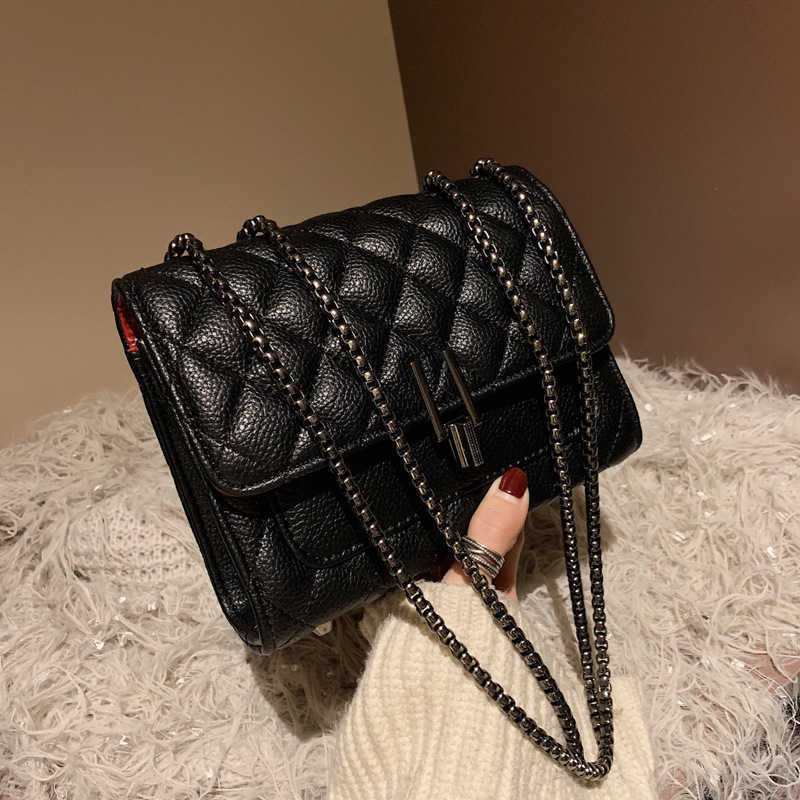 

Small Flap Bag Women's Handbag PU Leather Classic Lock Designer Sling Lady Chain Messenger Shoulder Bags For Women Fashion New, Black