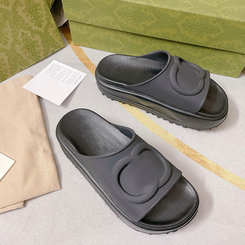 

Women Platform Slide Designer Sandal With Interlocking G Beach Slippers Rubber TPU Slides Retro Summer Vintage Candy Colors Sandals With Box 354, Sock