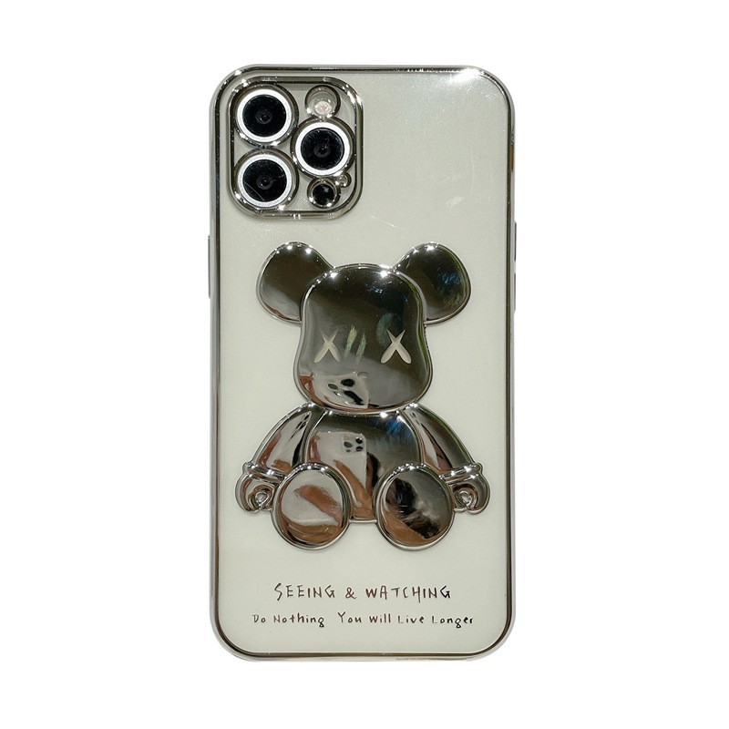 

Cell Phone Cases Electroplated Bear for Phone Case Transparent iPhone 13 12 11 Pro Max All-Inclusive Silicone Soft, Multiple colour