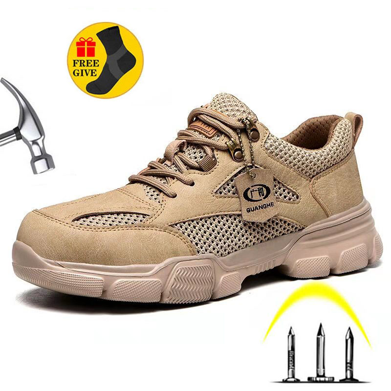 

Pigskin Non-Slip Soft Sole Welding Shoes Bottom Steel Toe Anti-Smash Anti-Stab Slip-Resistant Safety Shoes, No.1