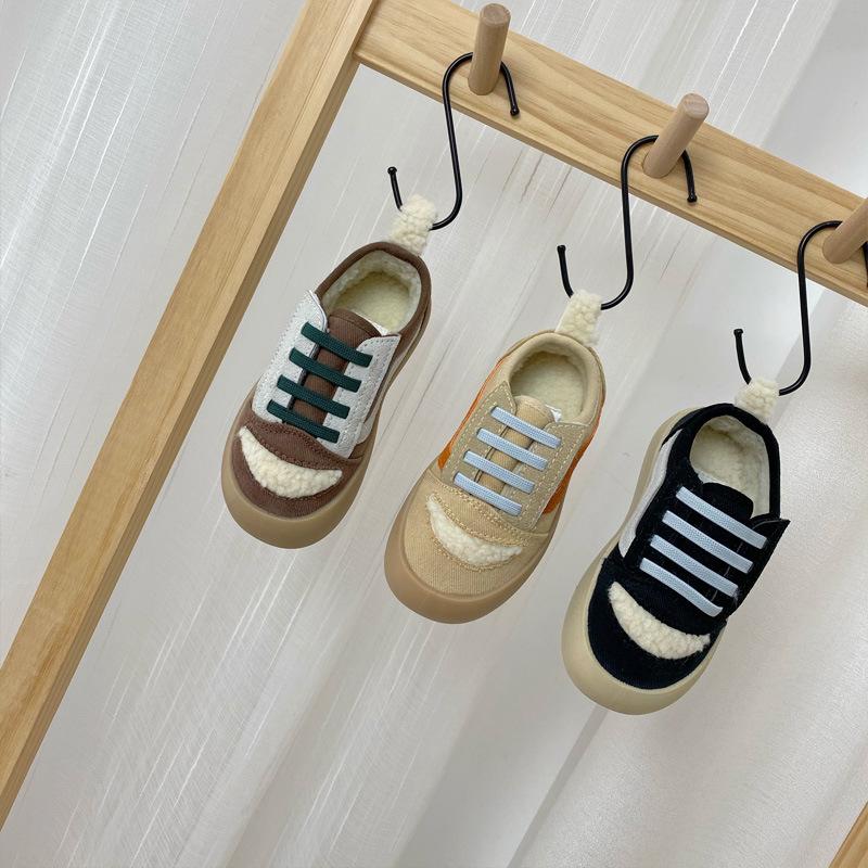 

Athletic & Outdoor Winter - Style Thick Canvas Shoes With Fleece Lamb Warm Cotton Boys And Girls Leisure Board ShoesAthletic, Light beige