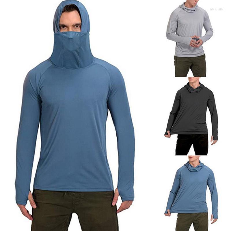 

Men' T-Shirts 50 Professional Fishing Hoodie With Mask Anti-UV Sun Protection Clothes Shirt Breathable Quick Dry JerseyMen' Bles22, Black
