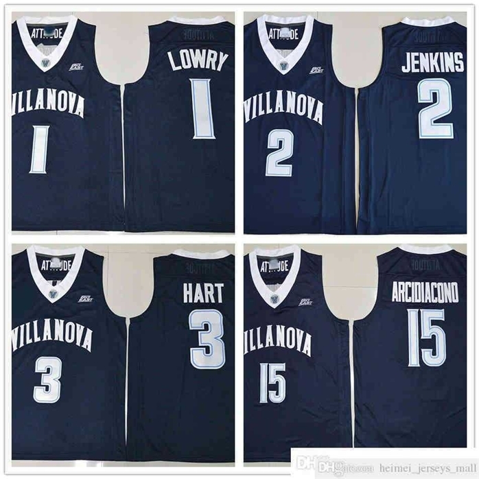 

Sjzl98 NCAA Villanova Wildcats College Jerseys 1 Kyle Lowry 2 Kris Jenkins 3 Josh Hart 15 Ryan Arcidiacono Basketball Jersey Navy Blue Color