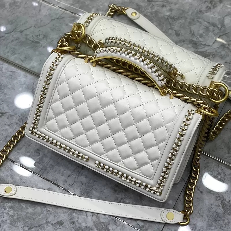 

AKS France Womens Quilted Crossbody Bags Plait Gold Metal Top Handle Totes Lambskin Genuine Leather Luxury Designer Purse Outdoor Sacoche Handbags 25CM Wholesale, Extra freight