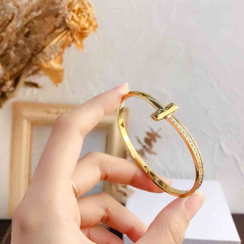 

ins hot selling Tiff22any white mother-of-pearl bracelet necklace earrings gold-plated non-fading female open bracelet double T fashion jewelry