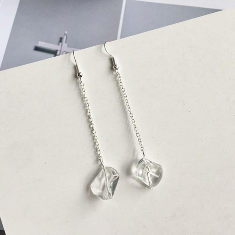 

Stud Fashion Vintage Elegant Transparent Glass Stone Crystal Long Earring Simple Metal Chain Tassel Ear Jewelry Wholesale BrincosStud
