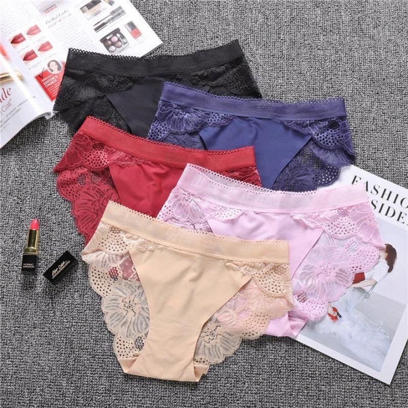 

Women's Panties Lace Women Sexy Transparents Underwear Hollow Out Woman Lingerie Low Waist Lady Soft Underpantes, White