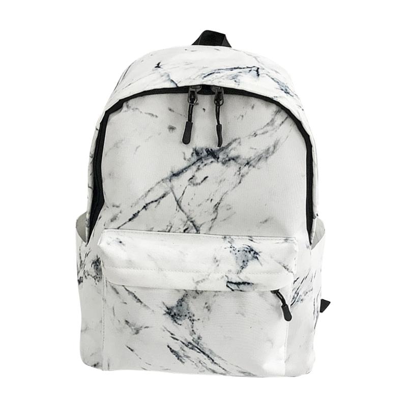 

Backpack Portable Zipper Closure Large Capacity Travel Casual Marble Print Ergonomic School Bag Adjustable Strap Water Resistant, Black