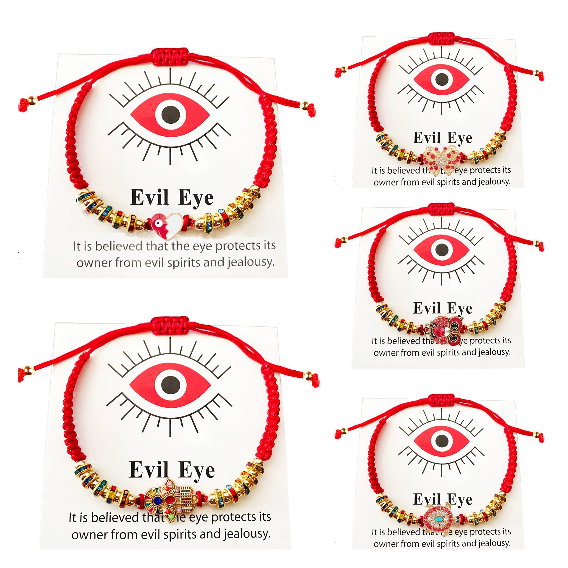 

Slim Patches Wholesale Hand Strap Red Eve Eye Hands Red String Braided Rope Handmade Bracelet Jewelry For Women