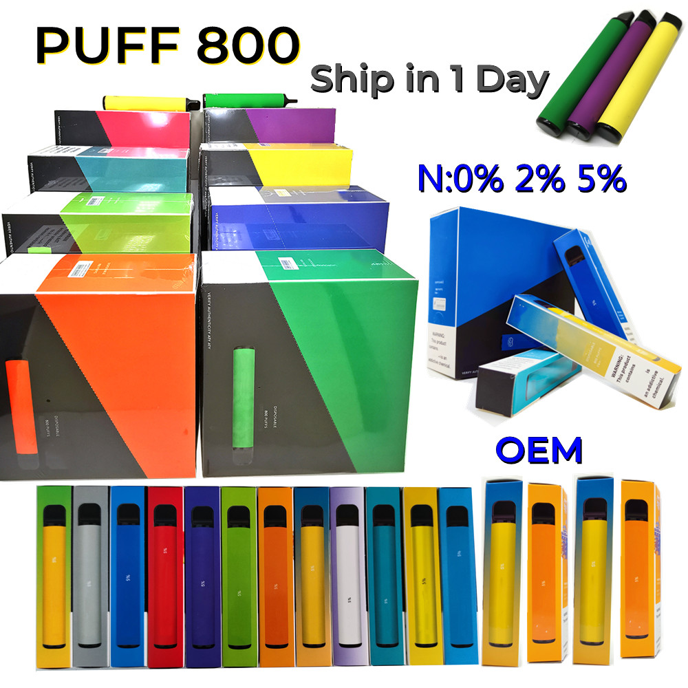 

High Quality Puff 800 Puffs Disposable E Cigarettes 0% 2% 5% Vapes 550mAh Battery OEM Vape Pen 3.2ml Prefilled Pod Cartidge Mesh Coil VS RandoM Tornado 7000 puffs