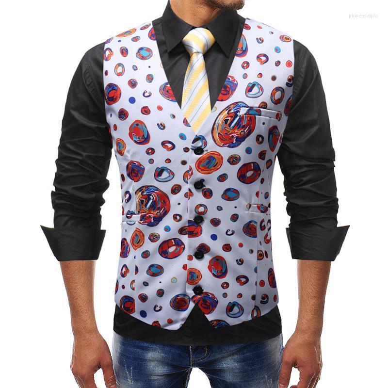 

Men's Vests Men Vest 2022 Chalecos Para Hombre Fashion Print Geometric Circle Casual Suit Dress Four Seasons Colete MasculinoMen's Phin22, As photo