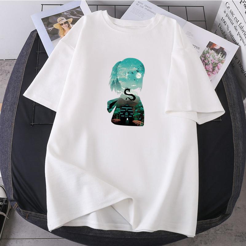 

Women' T-Shirt Japan Spirited Away Anime Woman T-shirts Short Sleeve O-neck Female Tees Summer Hip Hop Tops Fashion K- 2022 Ladies Cloth, Green