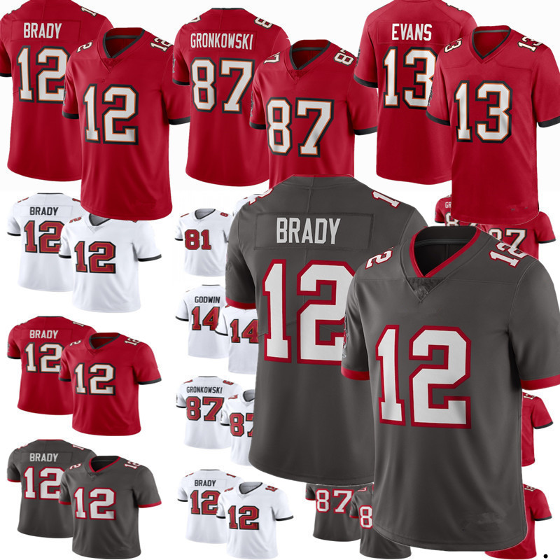 

12 Tom Brady Jersey Men women youth 45 Devin White 87 Rob Gronkowski 14 Chris Godwin 13 Mike Evans 54 Lavonte David Football Jerseys red, Color