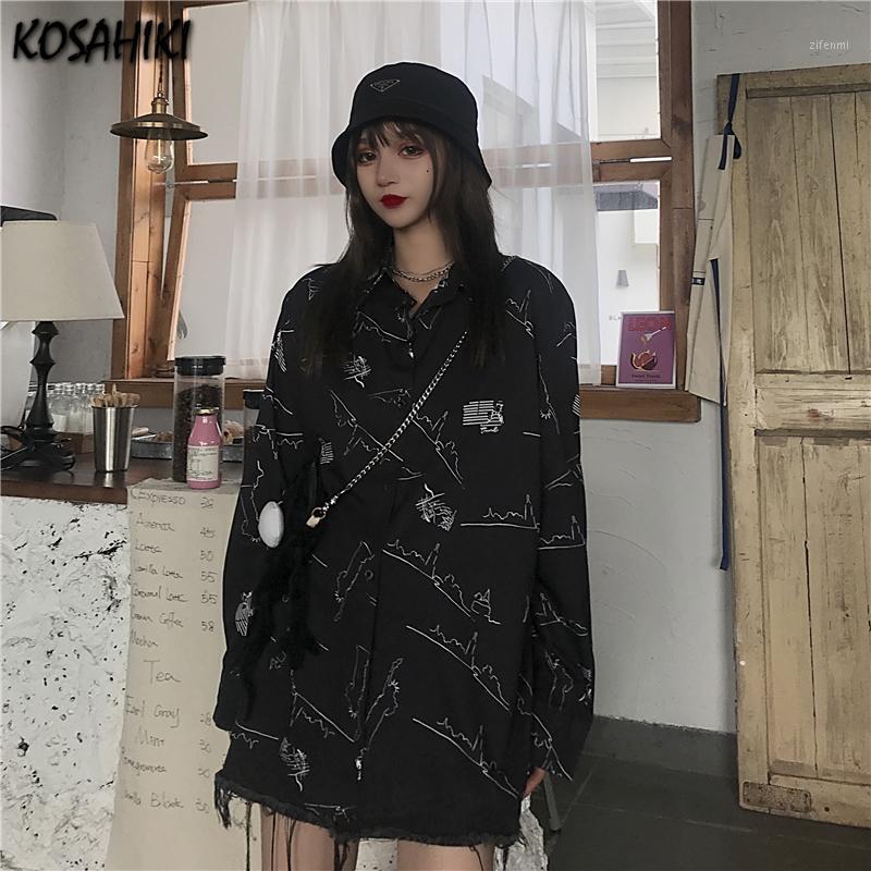 

Women's Blouses & Shirts KOSAHIKI Black Shirt Fashion Streetwear Women Long Sleeve Loose Tops Blouse Female 2022 Summer Blusa Camisas Mujer