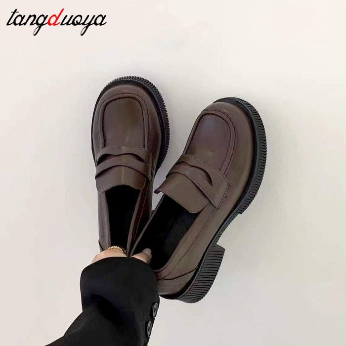 

mary jane shoes loafers lolita shoes Japanese Student Shoes Girl Lolita JK Commuter Uniform Casual platform, Black