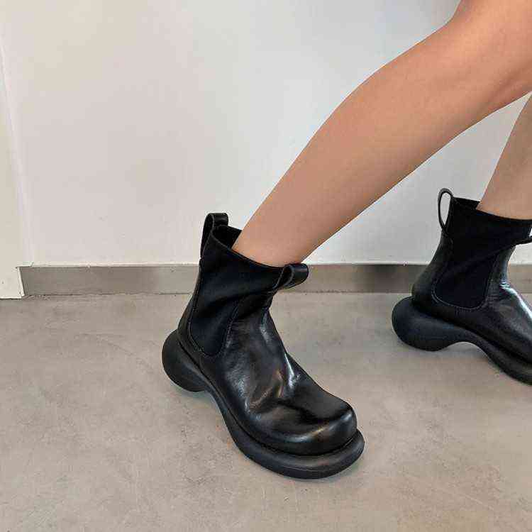 

Women Boots Special Shaped High Heeled 's Autumn and Winter New Products Inside Outside Full Leather Fashion Black Single Chimney 0709