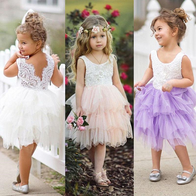 

Girl's Dresses Toddler Kids Baby Girls Lace Dress Party Prom Bridesmaid Pageant Sleeveless Ruffles Floral Sundress 5 StyleGirl's, Cyan