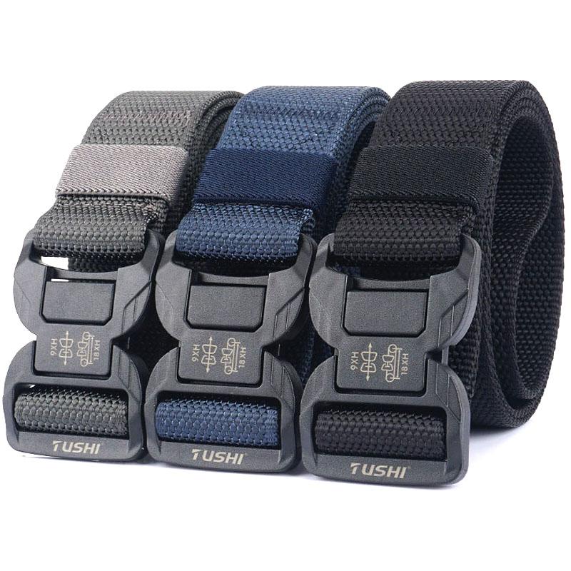 

Belts Army Tactical Belt Men Women Fashion Style Quick Release Magnetic Buckle Military Jeans Soft Real Nylon Sports AccessoriesBelts, Black