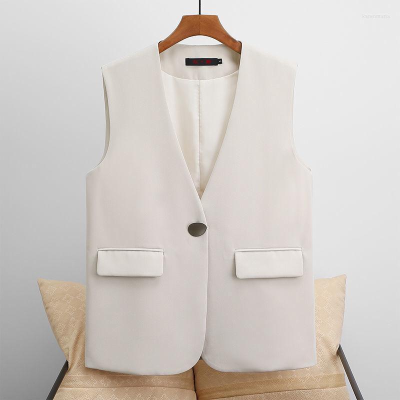 

Women's Vests Women 2022 Fashion Office Wear Suit Vest One Button Waistcoat Spring Summer Sleeveless Coat Chic Tops Outerwear Kare22, Black
