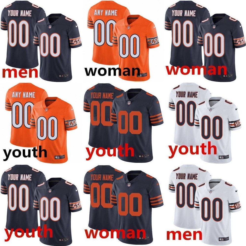 

custom men women chicago''Bears''youth 58 Roquan Smith 1 Justin Fields 52 Khalil Mack 12 Allen Robinson 14 Andy Dalton Football Jerseys, Color