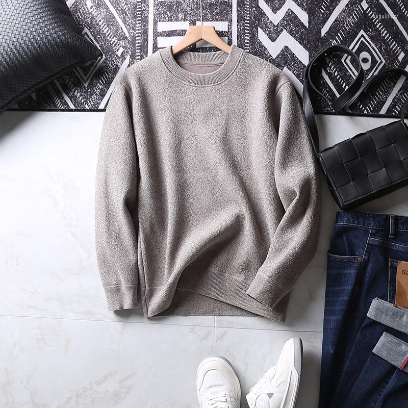 

Men's Sweaters Men Pullover Sweater Winter Autumn Thicken Fleece Knitted O-Neck Slim Soft Fabric Comfortable Thick Male Begu22, Black