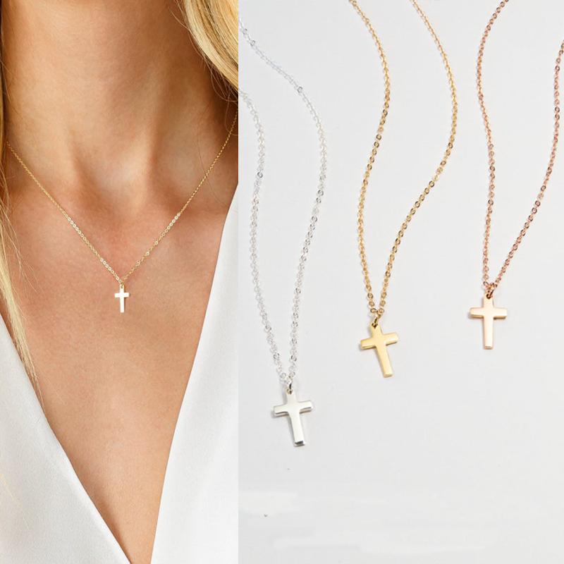 

Chokers Tiny Sideway Cross Necklace Pendant Stainless Steel Dainty Minimalist Choker Jewelry
