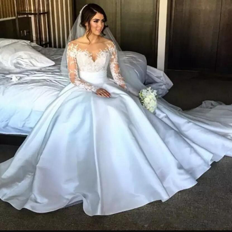 Plus la taille 2022 combinaisons robes de mariée robes de mariée avec train détachable col haut manches longues musulman africain perlé sur mesur