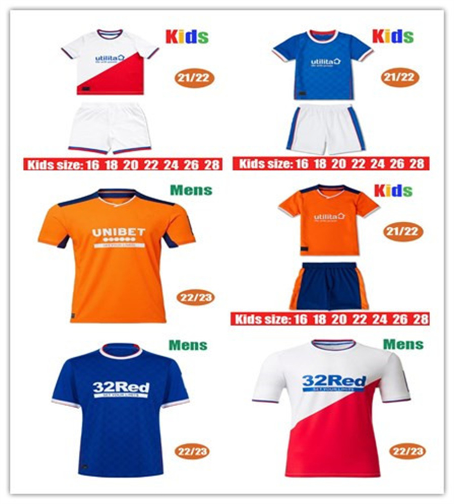 

22 23 Rangers home Soccer Jerseys TAVERNIER MORELOS ROFFE 2022 2023 Glasgow HAGI KENT DAVIS Football Shirt LAWRENCE COLAK ARFIELD Mens Jersey Kids Kit, Kids 2223 third