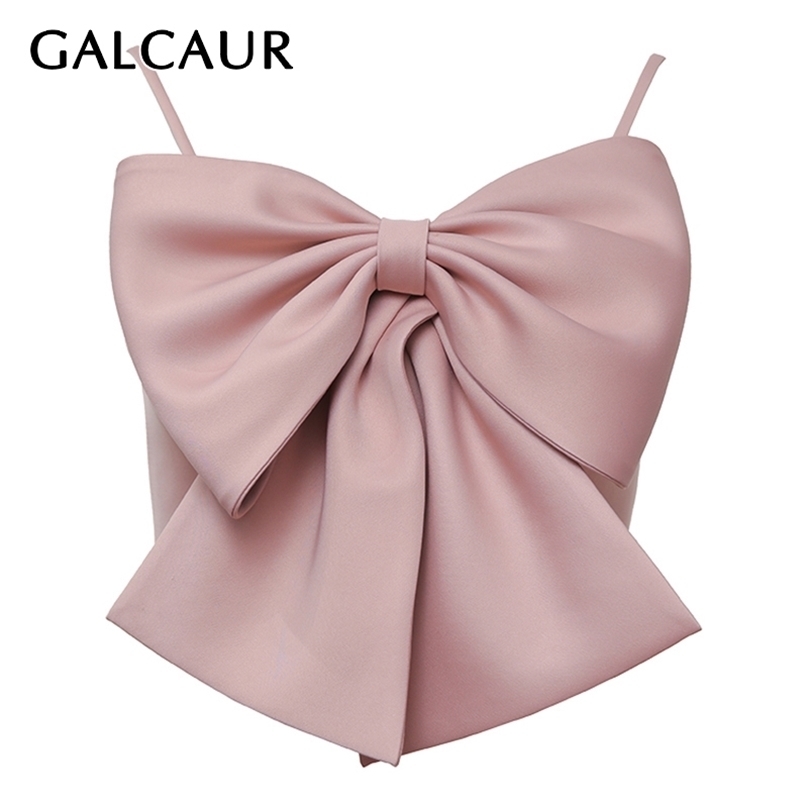 

GALCAUR Sexy Patchwork Bowknot Vest Female Square Collar Camis Sleeveless Slim Irregular Short Vests Women Summer Fashion 220318, White