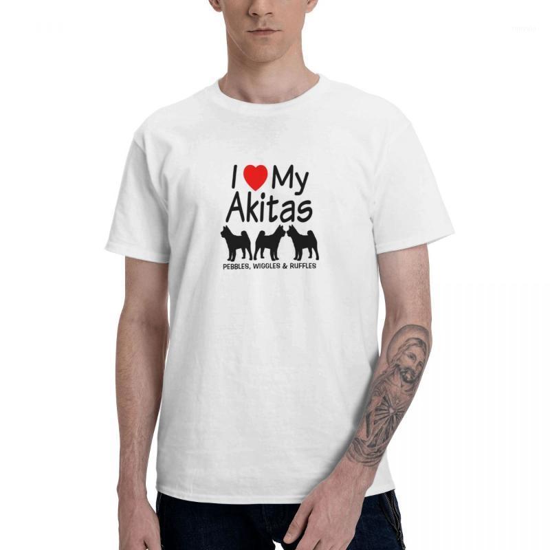 

Men' T-Shirts I Love My Three Akita Dogs Silhouette Graphic Tee Basic Short Sleeve T-Shirt Funny Tops, Black