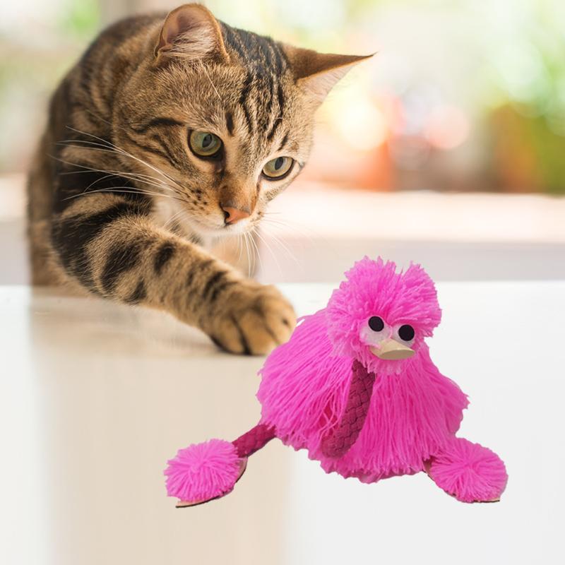 

Cat Toys Pet Hand String Puppet Cute Ostrich Shape Design Marionette Toy Joint Activity Doll Kids Gifts Interactive Teaser
