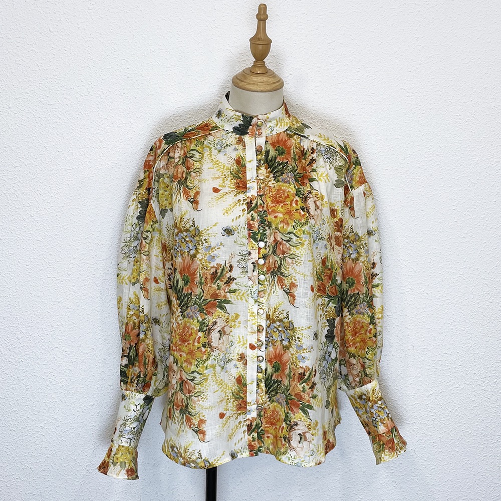 

Spring/summer 2022 Australian fashion printed linen shirt long sleeve shirt, Multi